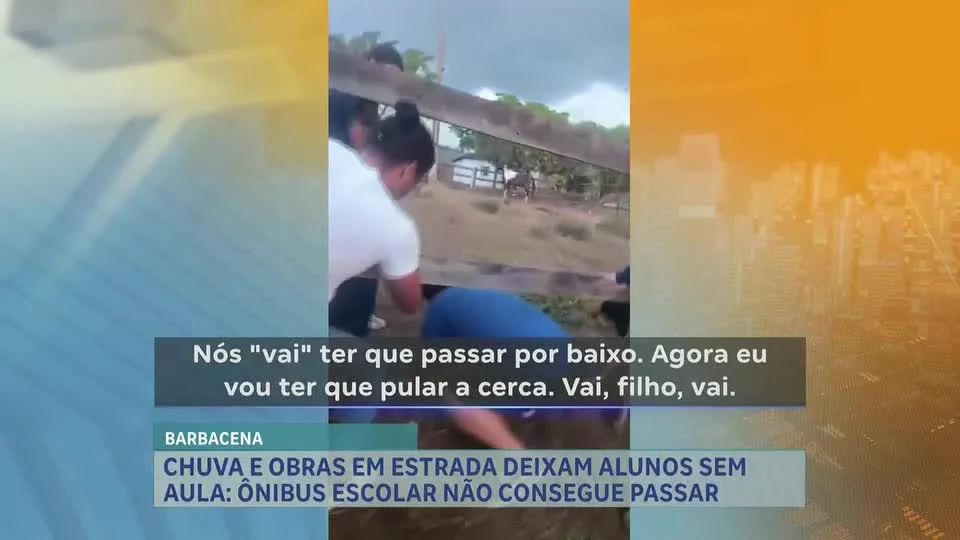 Chuvas e obras em estrada deixam alunos sem aula em Barbacena (MG); ônibus escolar não passa