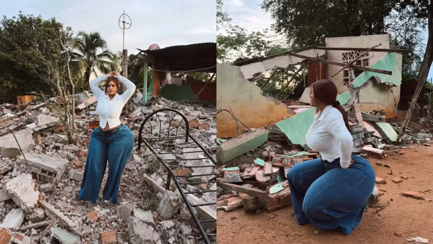 Influenciadora é criticada por posar para fotos em meio a escombros de terremoto no Panamá